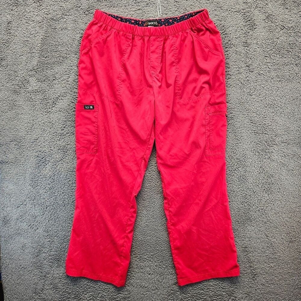 Koi Basics Scrub Pants Women Size 2X Regular Red Straight Medical Uniform‎ Pant